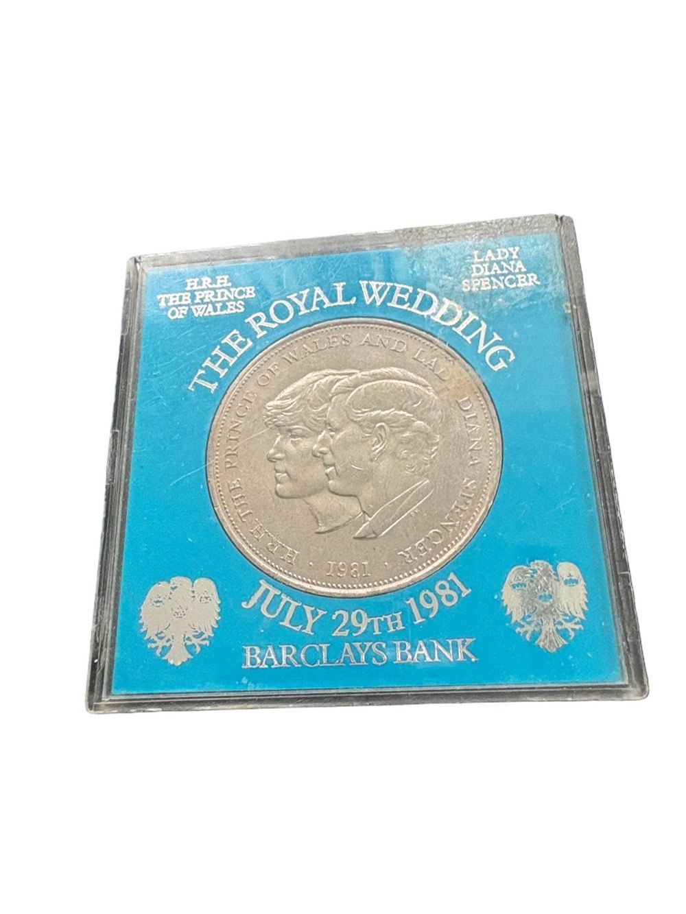 Royal Wedding Commemorative Crown  Coin Display July 29th 1981 Barclays Bank